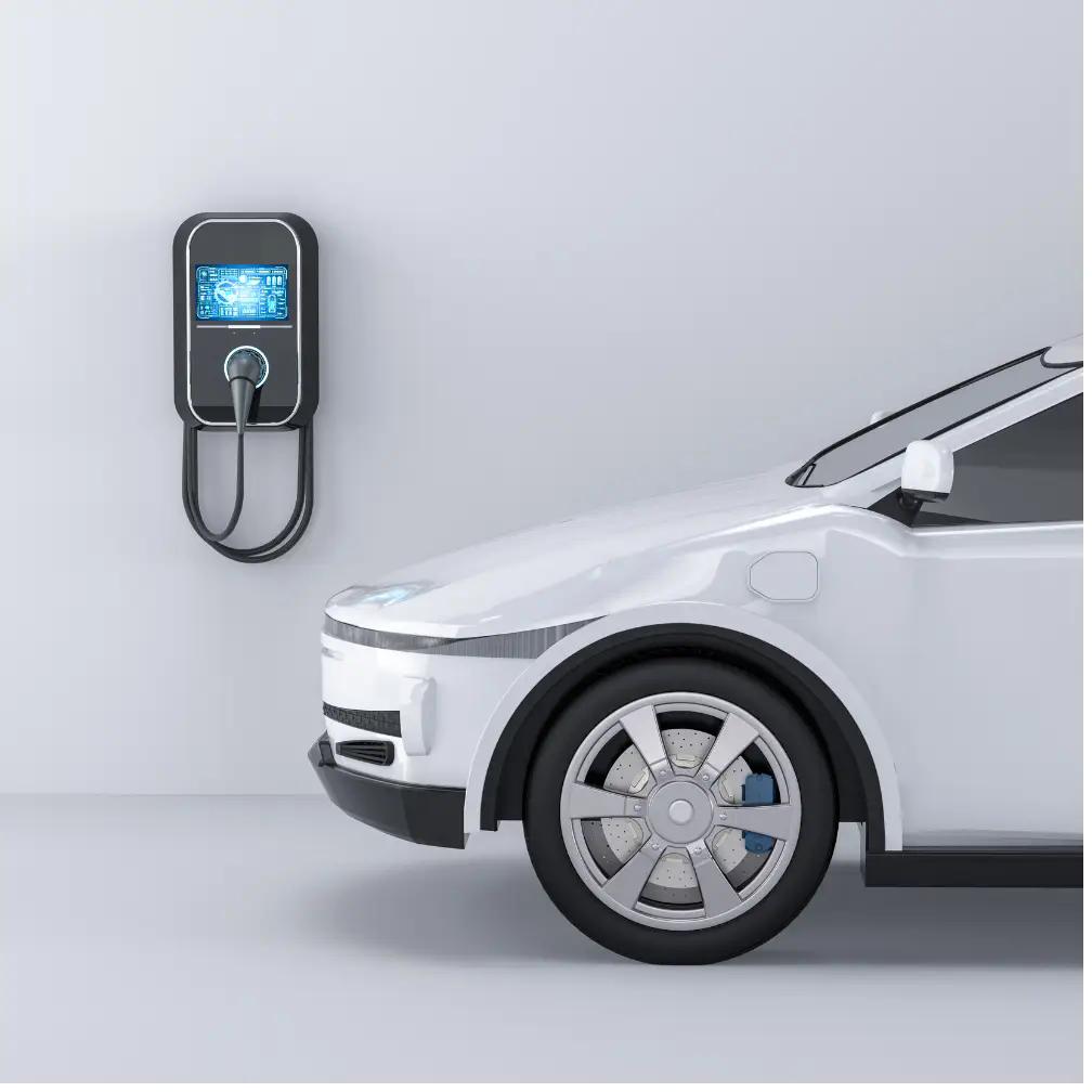 Coche eléctrico cargando en garaje de vivienda en Mallorca