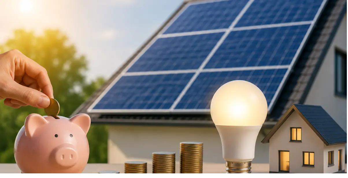 Mallorca-Haus mit Photovoltaikanlage und sonnigem Himmel